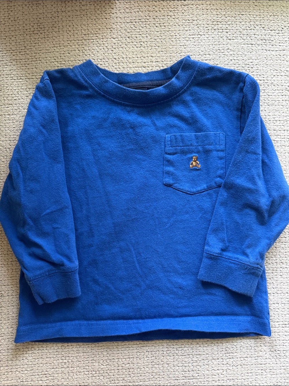 GAP Royal Blue Long-Sleeve Pocket Tee with Bear Patch - Kids